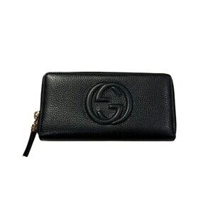 Gucci Soho Leather Round Zip Wallet Long Black